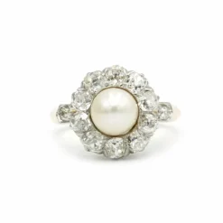 Bague or jaune, platine et diamants