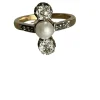 Bague Or Jaune Platine Perle Diamants