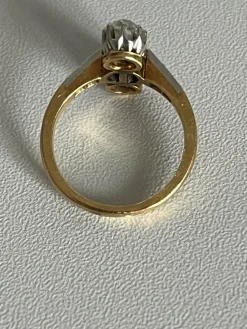 Bague Or Jaune Platine Perle Diamants