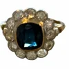 Bague Or jaune Platine Saphir Diamants