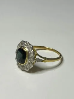 Bague Or jaune Platine Saphir Diamants