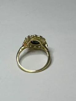Bague Or jaune Platine Saphir Diamants