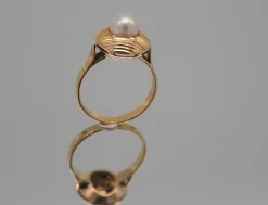 Bague or jaune Rétro perle