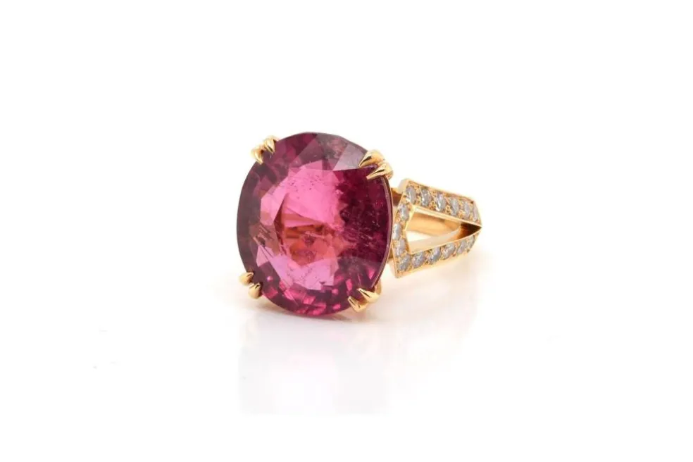 Bague Or jaune Rubellite Diamants
