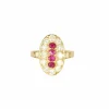 Bague or jaune rubis diamants