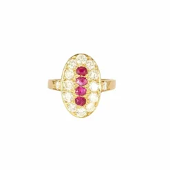 Bague or jaune rubis diamants