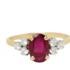 Bague or jaune rubis diamants