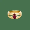 Bague or jaune rubis diamants