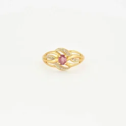 Bague or jaune rubis diamant