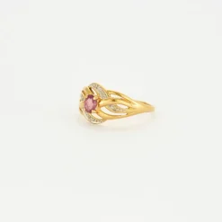Bague or jaune rubis diamant