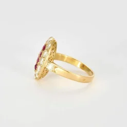 Bague or jaune rubis diamants