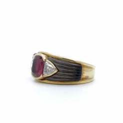Bague Or jaune Rubis Diamants Nacre