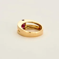 Bague or jaune rubis diamants