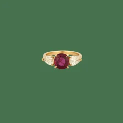 Bague or jaune rubis et diamants