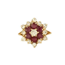 Bague or jaune Rubis et diamants