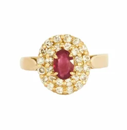Bague or jaune rubis et diamants
