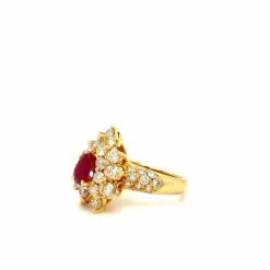 Bague or jaune rubis et diamants