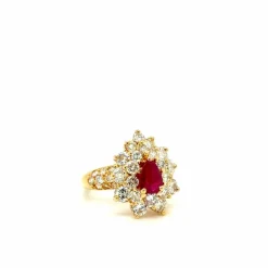Bague or jaune rubis et diamants