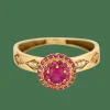 Bague or jaune rubis et saphirs roses