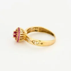 Bague or jaune rubis et saphirs roses