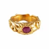 Bague Or Jaune Rubis Style Art Nouveau