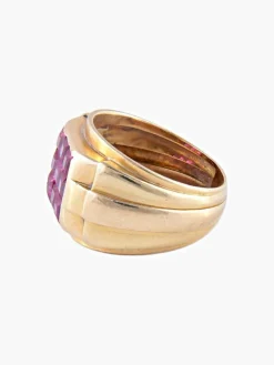 Bague Or jaune Rubis synthétiques