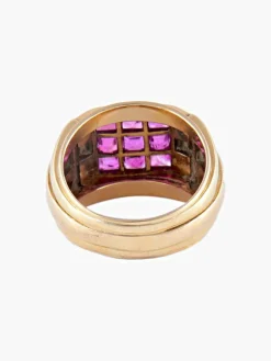 Bague Or jaune Rubis synthétiques