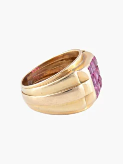 Bague Or jaune Rubis synthétiques