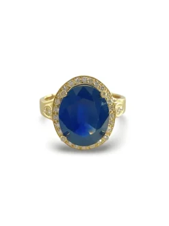 Bague or jaune Saphir 7 carats et Diamants