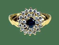 Bague or jaune saphir 26 diamants