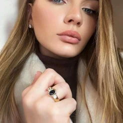 Bague Or Jaune Saphir & Diamants