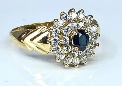 Bague or jaune saphir 26 diamants