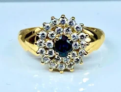 Bague or jaune saphir 26 diamants