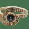Bague Or jaune Saphir bleu Diamants