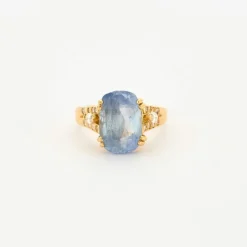 Bague or jaune saphir Ceylan clair et diamants
