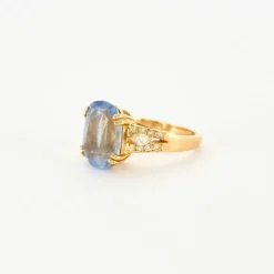 Bague or jaune saphir Ceylan clair et diamants