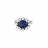 Bague or jaune saphir 4cts, diamants 2cts