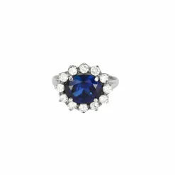 Bague or jaune saphir 4cts, diamants 2cts