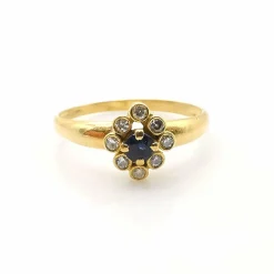 Bague or jaune, saphir, diamants
