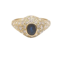 Bague Or jaune Saphir Diamants