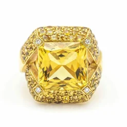 Bague Or jaune Saphir Diamants