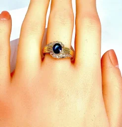 Bague Or jaune Saphir Diamants