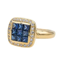 Bague Or jaune Saphir, Diamant