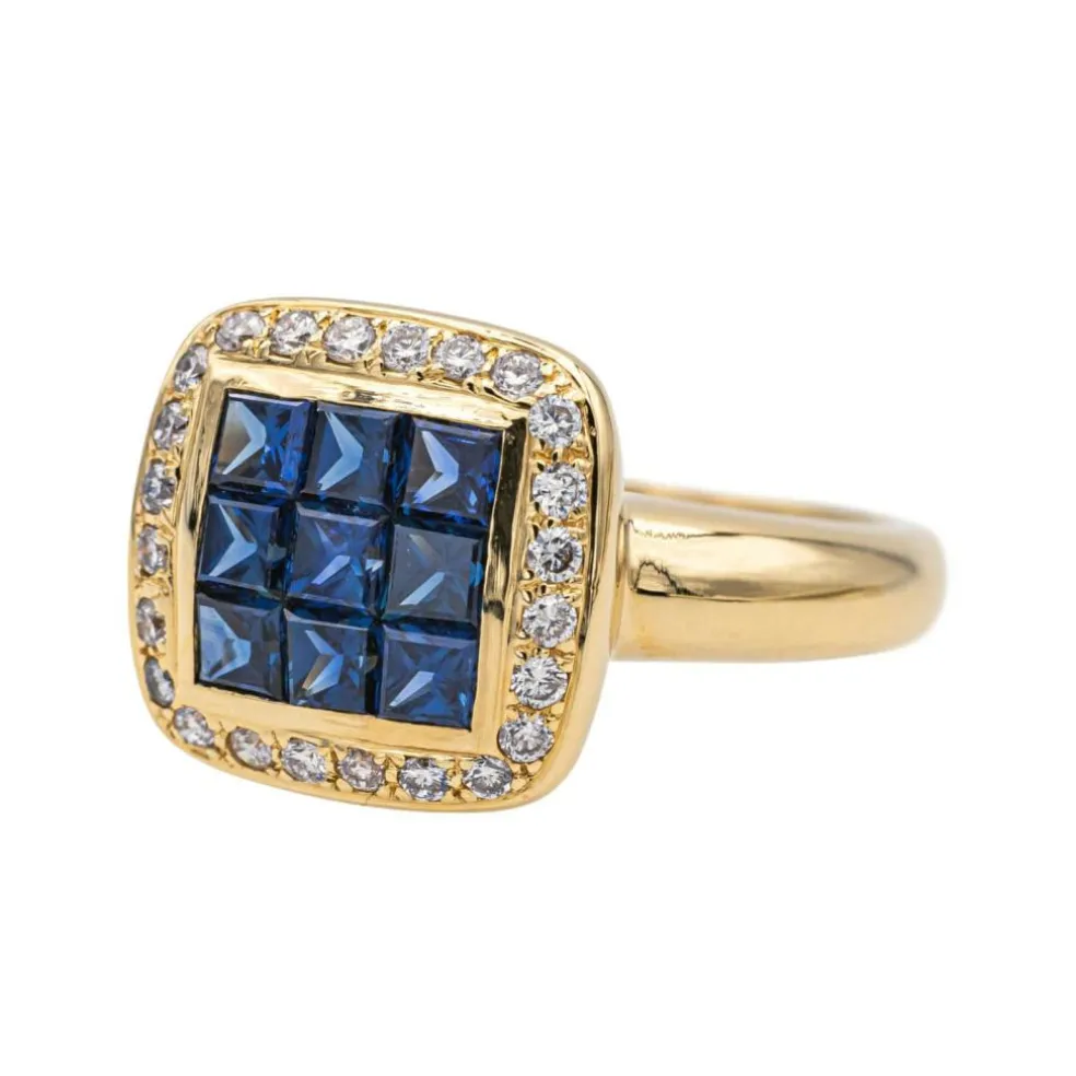 Bague Or jaune Saphir, Diamant