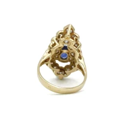Bague or jaune saphir diamant