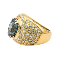 Bague Or jaune Saphir, Diamant