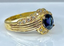 Bague Or jaune Saphir Diamants