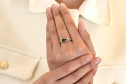 Bague Or jaune Saphir Diamants
