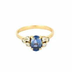 Bague or jaune, saphir et diamants