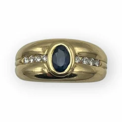 Bague or jaune saphir et diamants